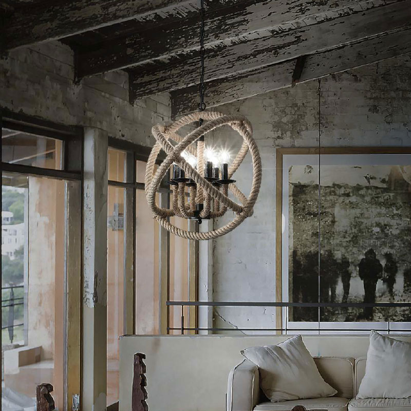 Fydun Portalampada A Sospensione In Corda Di Canapa, Stile Vintage, 1 Metro, Lampadario Industriale Per Soppalco, E27