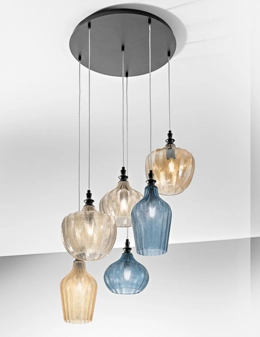 Cleofe sospensione 6 luci in vetro