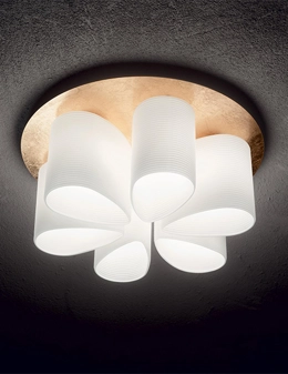 Daisy plafoniera 6 luci con foglia oro
