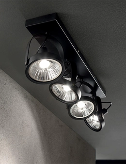 Glim plafoniera 4 diffusori orientabili