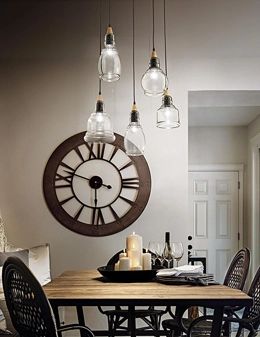 Gretel lampadario in metallo e vetro soffiato