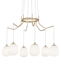 Karousel lampadario 6 luci ottone satinato