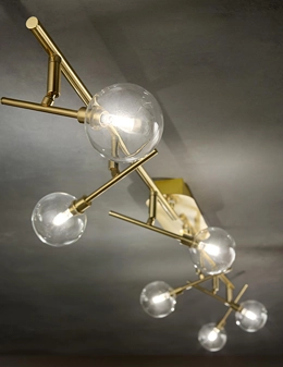 Maracas plafoniera 6 luci in ottone