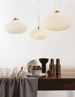 Plisse' sospensione in vetro soffiato