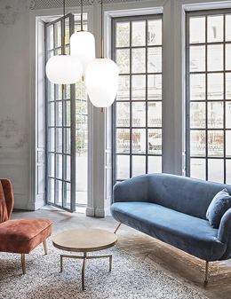 Umile sospensione 3 luci in vetro soffiato