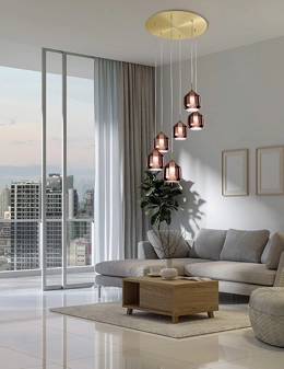 X-Ray sospensione 6 luci in vetro