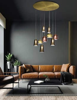 X-Ray sospensione 9 luci in vetro